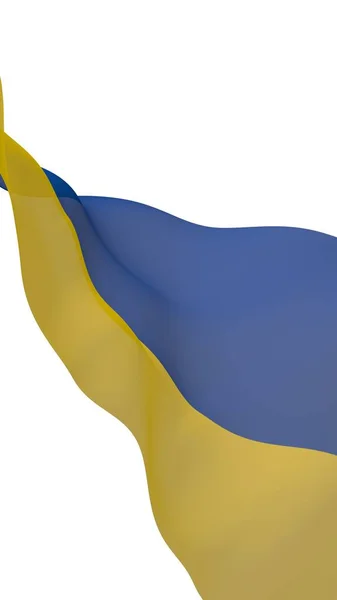 Прапор України на білому тлі. Національний прапор і державний прапор. Блакитний і жовтий двоколірний. 3D ілюстрація розмахуючи прапором — стокове фото