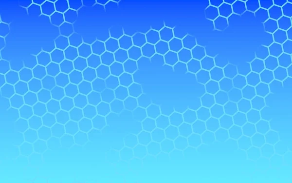 Genomskinlig, med raster, Honeycomb på en gradient blå himmel bakgrund. Perspektivvy på polygon ser ut som Honeycomb. Isometrisk geometri. 3D-illustration — Stockfoto