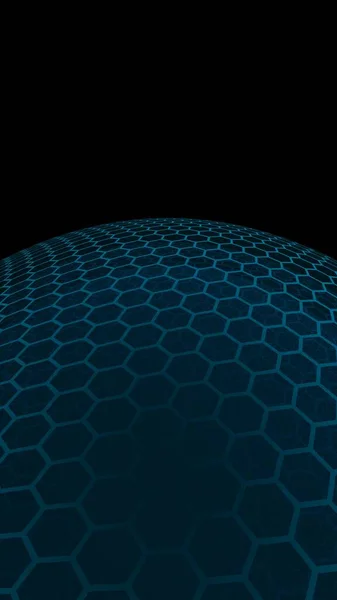 Wielowarstwowa sfera Honeycombs, szary turkusowy na ciemnym tle, Sieć społecznościowa, sieć komputerowa, technologia, globalna sieć. ilustracja 3D — Zdjęcie stockowe
