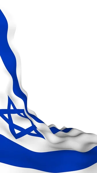 Die Flagge Israels. Staatssymbol des Staates Israel. Ein blauer Davidstern zwischen zwei horizontalen blauen Streifen auf einem weißen Feld. 3D-Illustration — Stockfoto