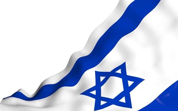 イスラエルの旗。イスラエル国家の象徴。白いフィールド上の2つの水平方向の青の縞の間にデビッドの青い星。3Dイラスト — ストック写真