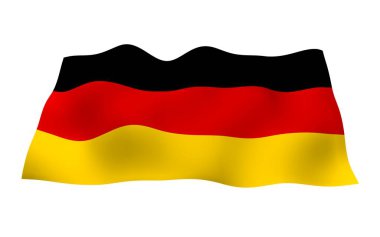 Almanya bayrağı. Geniş format 3D illüstrasyon. Almanya Federal Cumhuriyeti 'nin devlet sembolü. 3B görüntüleme