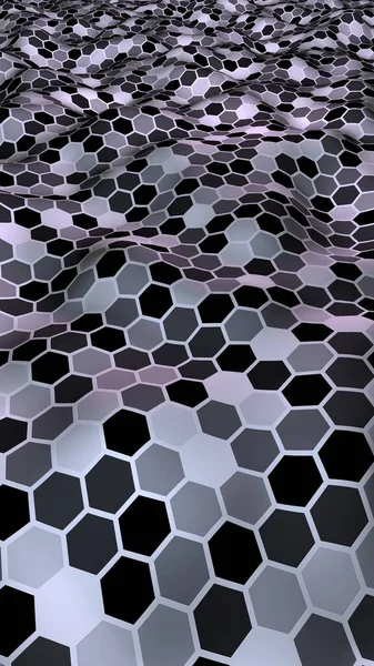 Peigne en nid d'abeille avec une couleur dégradée. Vue en perspective sur polygone ressemble à nid d'abeille. Surface ondulée. Géométrie isométrique. Illustration 3D — Photo