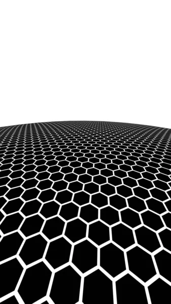 Panal negro sobre fondo blanco. La perspectiva sobre el polígono parece un panal. Geometría isométrica. Ilustración 3D — Foto de Stock