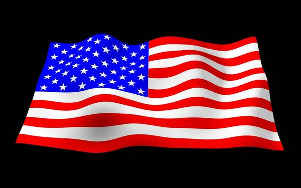 Drapeau agitant des États-Unis d'Amérique sur un fond sombre. Stars and Stripes. Symbole d'État des États-Unis. Illustration 3D — Photo