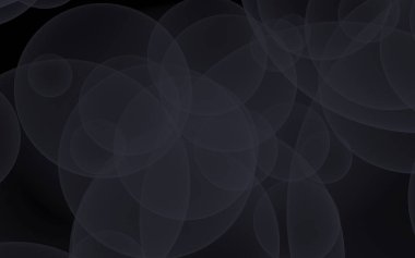 Soyut siyah arkaplan. Koyu şeffaf baloncuklu arkaplan. 3B illüstrasyon