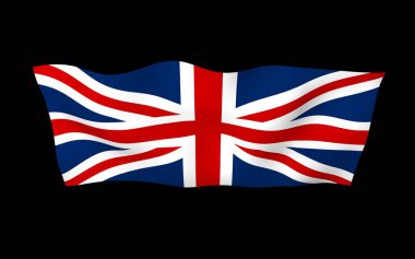 Büyük Britanya bayrağını sallıyor. İngiliz bayrağı. Büyük Britanya ve Kuzey İrlanda Birleşik Krallığı. Birleşik Krallık 'ın sembolü. 3B illüstrasyon