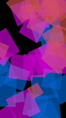 Koyu arkaplanda çok renkli yarı şeffaf altıgenler. Dikey görüntü yönlendirmesi. 3B illüstrasyon