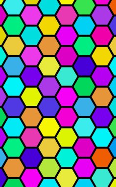 Petek çok renkli, çok renkli. Biyometrik geometri. 3d illüstrasyon