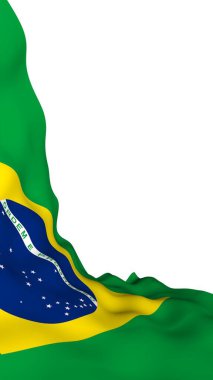 Brezilya bayrağı sallayarak. Ordem e Progresso. Sipariş ve ilerleme. Rio de Janeiro. Güney Amerika. Devlet sembolü. 3D çizim