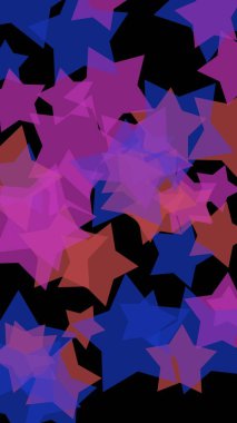 Koyu renkli yarı saydam yıldızlar. Dikey görüntü yönlendirmesi. 3d illüstrasyon