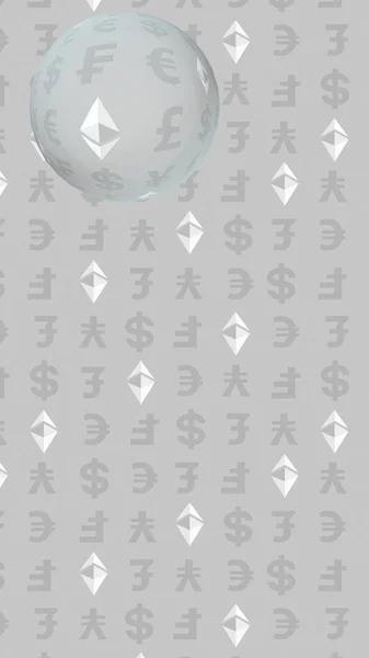 Ethereum Classic Валюти Сірому Фоні Цифровий Криптовий Символ Валютний Міхур — стокове фото