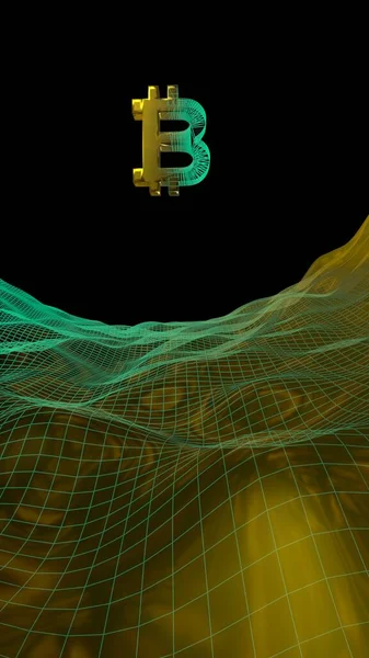 Digital currency, golden symbol Bitcoin on abstract dark background. Growth of the crypto currency market. Business, finance and technology concept. 3D illustration