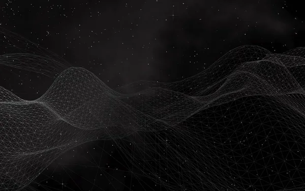 黑色抽象背景 高科技网络 外太空 星形外太空纹理 3D插图 — 图库照片