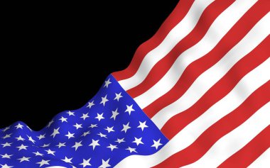 Amerika Birleşik Devletleri 'nin bayrağını sallıyor. Yıldızlar ve Çizgiler. ABD 'nin devlet sembolü. 3B illüstrasyon