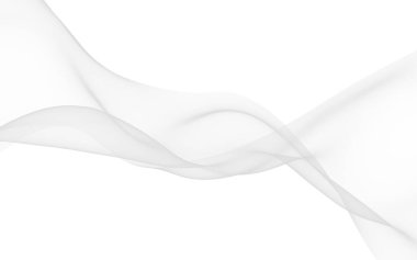 Beyaz soyut arka plan. Dalgalanan beyaz eşarp. Rüzgarın beyaz kumaşında sallanıyor. 3B illüstrasyon