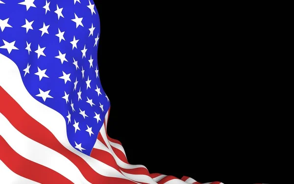 暗い背景に米国の旗を振っています 星とストライプ アメリカ合衆国の象徴 3Dイラスト — ストック写真