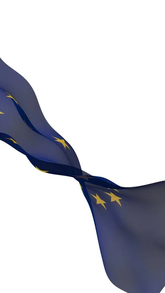 Licht Zwaaiende Vlag Van Europese Unie Geïsoleerd Witte Achtergrond Weergave — Stockfoto