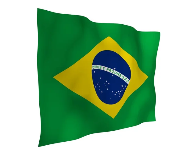Viftande Flagga Brasilien Ordem Progresso Ordning Och Framsteg Rio Janeiro — Stockfoto
