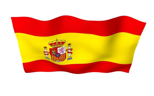 The flag of Spain. Official state symbol of the Kingdom of Spain. Concept: web, sports pages, language courses, travelling, design elements. 3d illustration