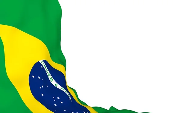 Waving Flag Brazil Ordem Progresso Order Progress Rio Janeiro South — Stock Photo, Image