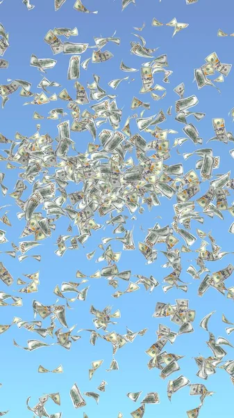 Flying Dollars Bankbiljetten Geïsoleerd Een Blauwe Achtergrond Geld Vliegt Lucht — Stockfoto