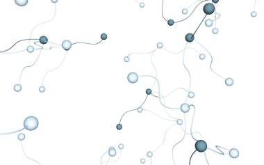 Sinir ağı. Sosyal ağ. Fütüristik DNA, deoksiribonükleik asit. Soyut molekül, hücre illüstrasyonu, miselyum. Açık arka plan. 3d illüstrasyon