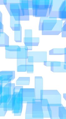 Mavi ve beyaz soyut dijital ve teknoloji arka planı. Tekrarlanan dikdörtgen desen. 3B illüstrasyon