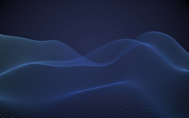 Mavi arka planda soyut manzara. Siber uzay şebekesi. merhaba teknoloji ağı. 3d teknoloji illüstrasyon. Alan derinliği. 3d illüstrasyon