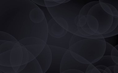 Soyut siyah arkaplan. Koyu şeffaf baloncuklu arkaplan. 3B illüstrasyon