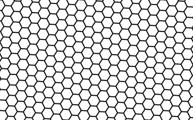 Beyaz arka planda siyah bal peteği. Çokgenin perspektif görüntüsü bal peteğine benziyor. İzometrik geometri. 3B illüstrasyon