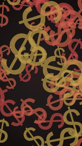 Flerfärgade Genomskinliga Dollartecken Mörk Bakgrund Apelsintoner Illustration — Stockfoto