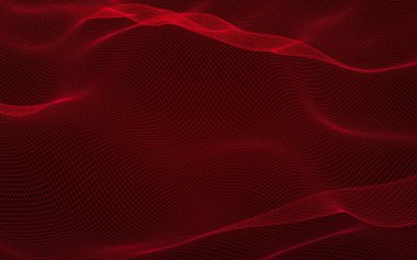 Kırmızı arka planda soyut manzara. Siber uzay şebekesi. merhaba teknoloji ağı. 3d illüstrasyon