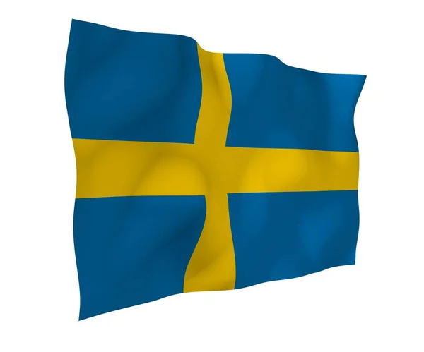 Flag Sweden Official State Symbol Kingdom Sweden Blue Field Yellow — Stock Photo, Image