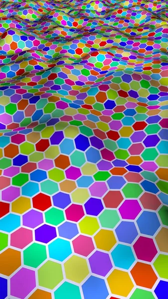 Honeycomb Multi Colored Perspective View Polygon Look Honeycomb Wavy Surface — Stock Photo, Image