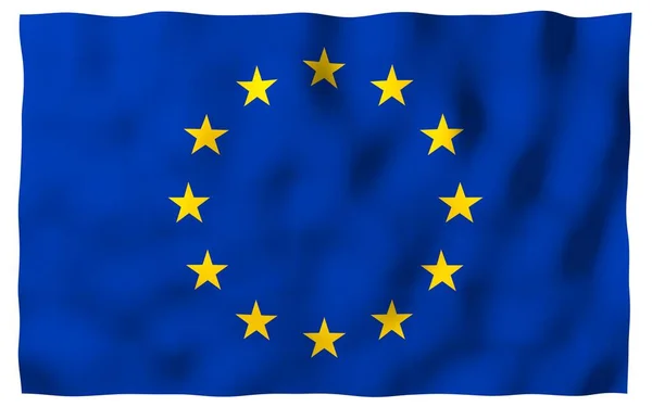 Bandiera Leggermente Sventolante Dell Unione Europea Isolata Sfondo Bianco Rendering — Foto Stock