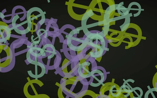 Panneaux Multicolores Dollars Translucides Sur Fond Sombre Des Tons Verts — Photo