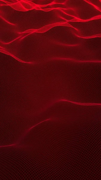 Paisaje Abstracto Sobre Fondo Rojo Red Ciberespacial Red Alta Tecnología —  Fotos de Stock