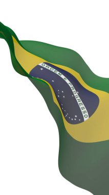 Brezilya bayrağı sallayarak. Ordem e Progresso. Sipariş ve ilerleme. Rio de Janeiro. Güney Amerika. Devlet sembolü. 3D çizim
