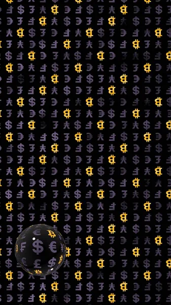 Bitcoin Και Νόμισμα Σκοτεινό Φόντο Ψηφιακό Σύμβολο Κρυπτο Νομισματική Φούσκα — Φωτογραφία Αρχείου
