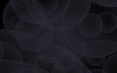 Soyut siyah arkaplan. Koyu şeffaf baloncuklu arkaplan. 3B illüstrasyon