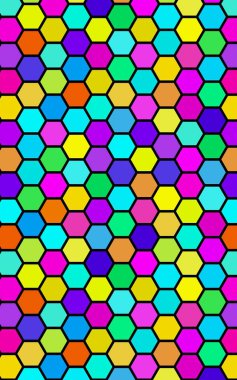 Petek çok renkli, çok renkli. Biyometrik geometri. 3d illüstrasyon