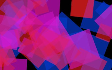 Koyu arka plan üzerinde çok renkli yarı saydam kareler. Pembe tonları. 3d illüstrasyon