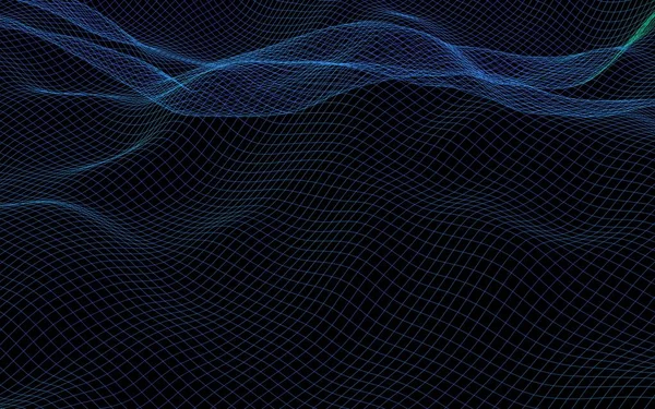 어두운 배경에 추상적 사이버 스페이스 보라색 그리드입니다 하이테크 네트워크 일러스트레이션 — 스톡 사진