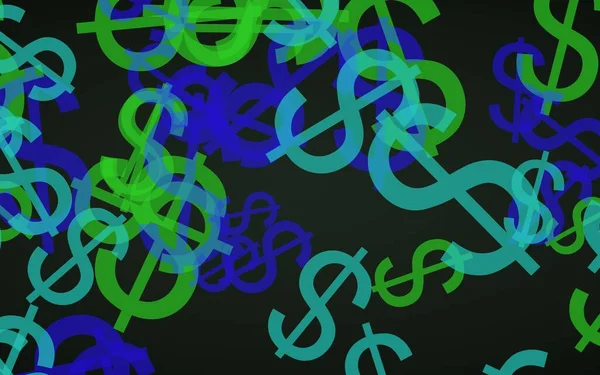 Veelkleurige Doorschijnende Dollar Tekenen Donkere Achtergrond Groene Tinten Illustratie — Stockfoto