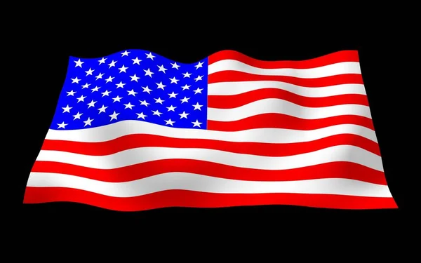 Flagge Der Vereinigten Staaten Von Amerika Auf Dunklem Hintergrund Schwenkend — Stockfoto