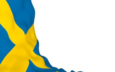 İsveç bayrağı. İsveç Krallığının resmi devlet sembolü. Bayrağın kenarlarına kadar uzanan sarı İskandinav haçı olan mavi bir tarla. 3d illüstrasyon