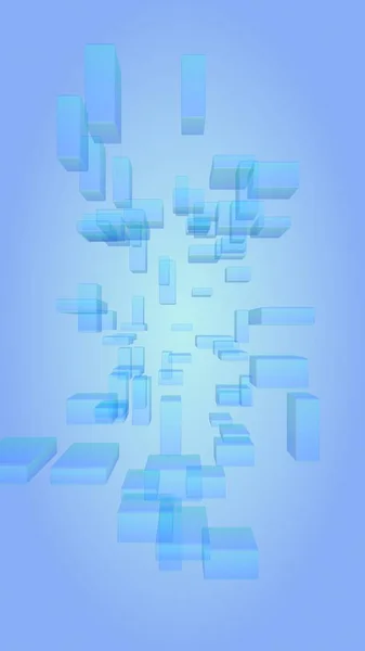 Blue and white abstract digital and technology background. The pattern with repeating rectangles. Vertical orientation. 3D illustration