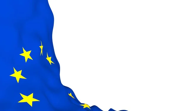 Leicht Wehende Flagge Der Europäischen Union Isoliert Auf Weißem Hintergrund — Stockfoto