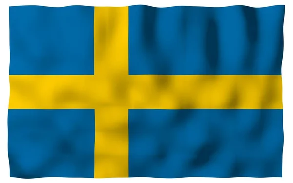 Flag Sweden Official State Symbol Kingdom Sweden Blue Field Yellow — Stock Photo, Image